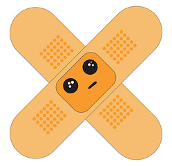 Image showing A sad orange plaster vector or color illustration