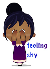 Image showing Little girl is feeling shy, illustration, vector on white backgr