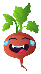 Image showing Red turnip is crying with laughter illustration vector on white 