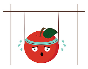 Image showing A cute red apple doing work-out in the gym vector or color illus