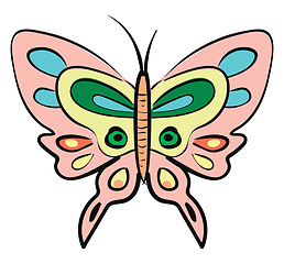 Image showing Different color buterfly illustration vector on white background