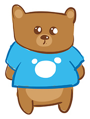 Image showing A cute teddy bear in blue shirt vector or color illustration