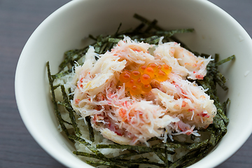 Image showing Snow crab meat rice bowl