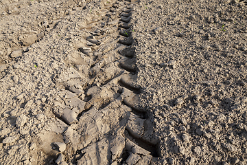 Image showing Wheel tracks on the field