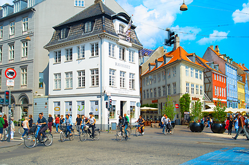 Image showing People walking cycling street Copenhagen