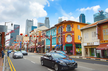 Image showing Traffic in Chinatown Singapore road 