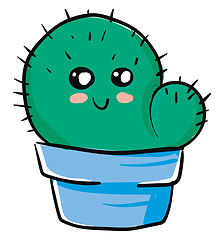 Image showing A cute green cactus vector or color illustration