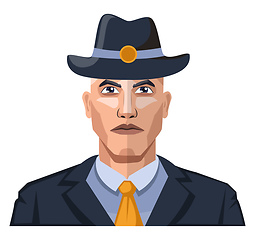 Image showing Handsome guy wearing a hat and a tie illustration vector on whit