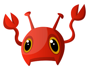 Image showing Red cute monster with claws illustration vector on white backgro