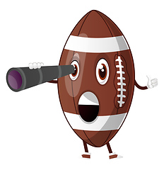 Image showing Rugby ball is holding binoculars, illustration, vector on white 