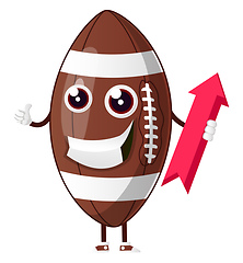 Image showing Rugby ball is holding an arrow, illustration, vector on white ba