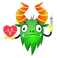 Image showing Monster with injection, illustration, vector on white background