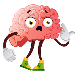 Image showing Brain is looking unhappy, illustration, vector on white backgrou