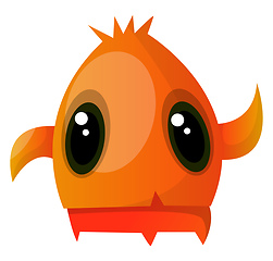 Image showing Orange monster with big eyes waving illustration vector on white