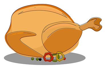 Image showing A fully grilled chicken vector or color illustration