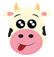 Image showing Portrait of the face of a cow with tongue hanging out vector or 