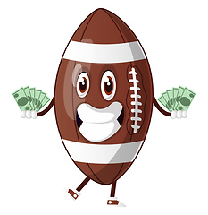 Image showing Rugby ball holding money, illustration, vector on white backgrou