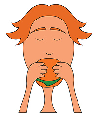 Image showing Boy eating burger 