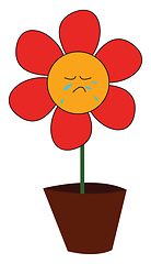 Image showing A crying red flower vector or color illustration