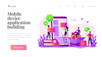 Image showing Mobile application development landing page template