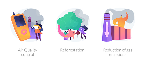 Image showing Environment protection measures, flora restoration, atmosphere purification vector concept metaphors.