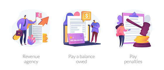 Image showing Tax payment stages vector concept metaphors.