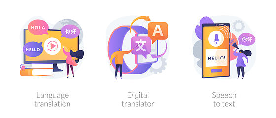 Image showing Multi-language translation devices vector concept metaphors.