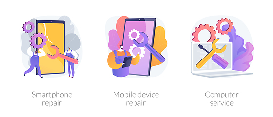 Image showing Personal device repair services vector concept metaphors.