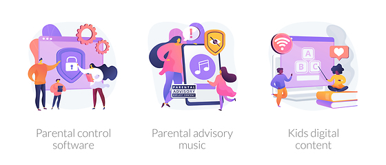 Image showing Parental control for kids wellbeing vector concept metaphors.