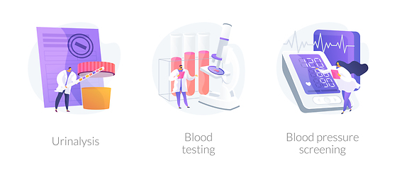 Image showing Clinical laboratory analysis icons cartoon set vector concept metaphors.