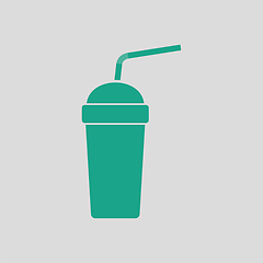 Image showing Disposable soda cup and flexible stick icon