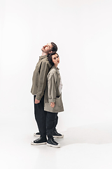 Image showing Trendy fashionable couple isolated on white studio background