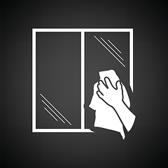 Image showing Hand wiping window icon