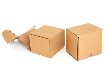 Image showing Two Cube Shaped Cardboard Boxes 