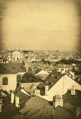 Image showing Beautiful aerial view of Prague with effect of old photo