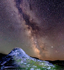 Image showing soda bute and milky way in the sky at yellowstone park