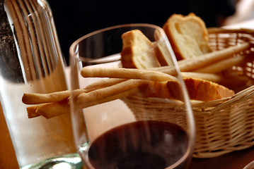 Image showing wine and bread