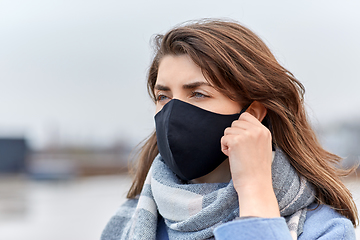 Image showing woman wearing protective reusable barrier mask