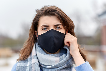 Image showing woman wearing protective reusable barrier mask