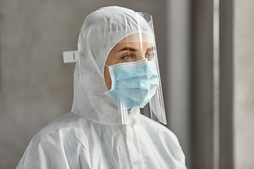 Image showing doctor in protective wear, mask and face shield