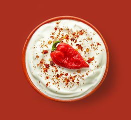 Image showing bowl of hot dip yogurt sauce