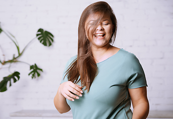 Image showing Portrait of the happy plus size model