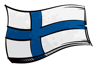 Image showing Painted Finland flag waving in wind