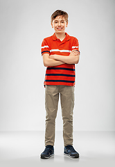 Image showing portrait of happy smiling boy in red polo t-shirt