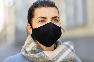 Image showing woman wearing protective reusable barrier mask