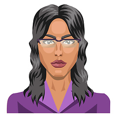 Image showing Long haired girl wearing glasses illustration vector on white ba