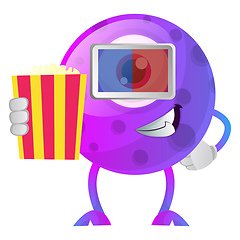 Image showing Purple monster in cinema withy 3d glasses illustration vector on