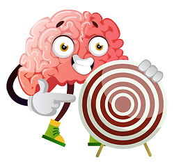 Image showing Brain holding a target, illustration, vector on white background