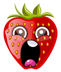 Image showing Screaming red strawberry illustration vector on white background