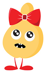 Image showing monster with red bow vector or color illustration